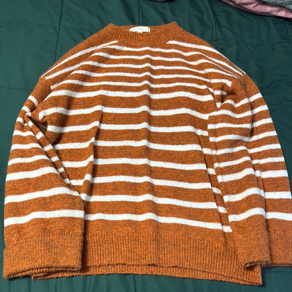 Cozy Striped Sweater in Rust and White